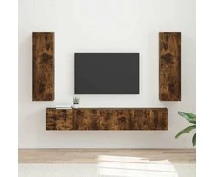 TV staliukas TV spintelių komplektas 3 pcs Rūkyta ąžuolas Apdirbta mediena