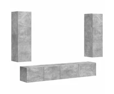 TV staliukas TV spintelių komplektas 3 pcs Betono pilka Apdirbta mediena