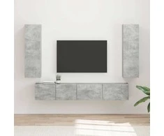 TV staliukas TV spintelių komplektas 3 pcs Betono pilka Apdirbta mediena