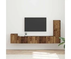 TV staliukas TV spintelių komplektas 3 pcs Senas medis Apdirbta mediena