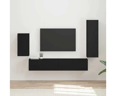TV staliukas TV spintelių komplektas 4 pcs Juoda Apdirbta mediena