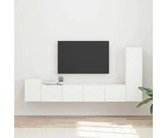TV staliukas TV spintelių komplektas 3 pcs Balta Apdirbta mediena