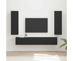 TV staliukas TV spintelių komplektas 3 pcs Juoda Apdirbta mediena