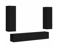 TV staliukas TV spintelių komplektas 3 pcs Juoda Apdirbta mediena