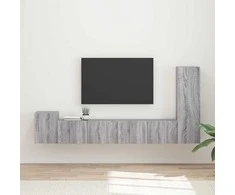 TV staliukas TV spintelių komplektas 3 pcs Pilkas Sonoma Apdirbta mediena