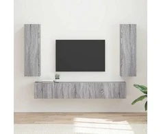 TV staliukas TV spintelių komplektas 3 pcs Pilkas Sonoma Apdirbta mediena