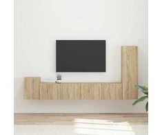 TV staliukas TV spintelių komplektas 3 pcs Sonoma ąžuolas Apdirbta mediena
