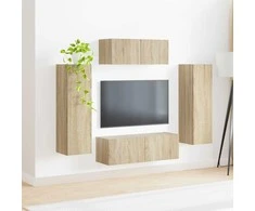TV staliukas TV spintelių komplektas 3 vnt. Sonoma ąžuolas Apdirbta mediena