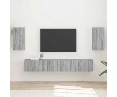 TV staliukas TV spintelių komplektas 5 pcs Pilkas Sonoma Apdirbta mediena