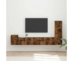 TV staliukas TV spintelių komplektas 3 pcs Rūkyta ąžuolas Apdirbta mediena