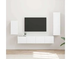 TV staliukas TV spintelių komplektas 4 pcs Balta Apdirbta mediena