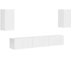TV staliukas TV spintelių komplektas 5 pcs Aukštai blizganti balta