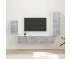 TV staliukas TV spintelių komplektas 4 pcs Betono pilka Apdirbta mediena