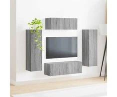 TV staliukas TV spintelių komplektas 3 pcs Pilkas Sonoma Apdirbta mediena