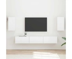 TV staliukas TV spintelių komplektas 5 pcs Aukštai blizganti balta