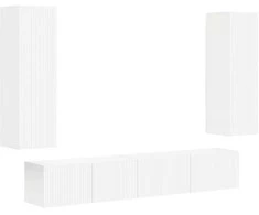 TV staliukas TV spintelių komplektas 3 pcs Balta Apdirbta mediena
