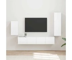 TV staliukas TV spintelių komplektas 4 pcs Aukštai blizganti balta