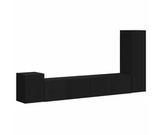 TV staliukas TV spintelių komplektas 3 pcs Juoda Apdirbta mediena
