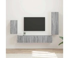 TV staliukas TV spintelių komplektas 4 pcs Pilkas Sonoma Apdirbta mediena