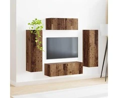 TV staliukas TV spintelių komplektas 3 pcs Rūkyta ąžuolas Apdirbta mediena