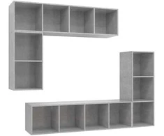 TV staliukas TV spintelių komplektas, 4 dalių, betono pilkas, mediena