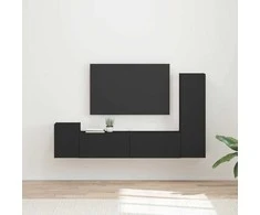 TV staliukas TV spintelių komplektas 4 pcs Juoda Apdirbta mediena