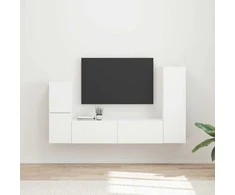 TV staliukas TV spintelių komplektas 4 pcs Balta Apdirbta mediena