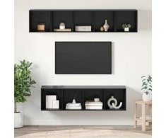 TV staliukas TV spintelių komplektas 4 pcs Juodas ąžuolas Apdirbta mediena