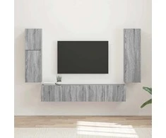 TV staliukas TV spintelių komplektas 4 pcs Pilkas Sonoma Apdirbta mediena