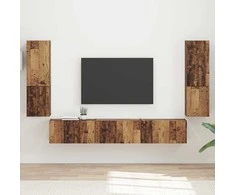 TV staliukas TV spintelių komplektas 4 pcs Senas medis Apdirbta mediena