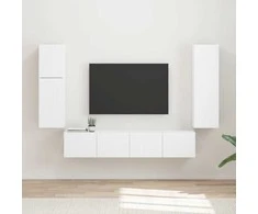 TV staliukas TV spintelių komplektas 4 pcs Balta Apdirbta mediena