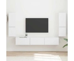 TV staliukas TV spintelių komplektas 4 pcs Balta Apdirbta mediena