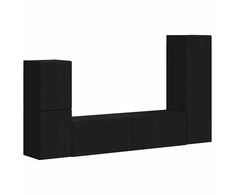 TV staliukas TV spintelių komplektas 4 pcs Juoda Apdirbta mediena