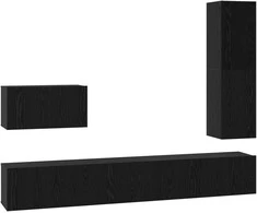TV staliukas TV spintelių komplektas 4 pcs Juodas ąžuolas Apdirbta mediena