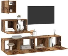 TV staliukas TV spintelių komplektas 4 pcs Senovinis medis Apdirbta mediena