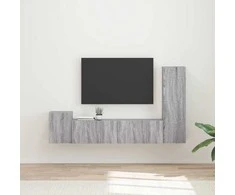 TV staliukas TV spintelių komplektas 4 pcs Pilkas Sonoma Apdirbta mediena