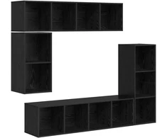 TV staliukas TV spintelių komplektas 4 pcs Juodas ąžuolas Apdirbta mediena