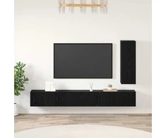 TV staliukas TV spintelių komplektas 4 pcs Juodas ąžuolas Apdirbta mediena