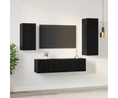 TV staliukas TV spintelių komplektas 4 pcs Juodas ąžuolas Apdirbta mediena