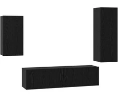TV staliukas TV spintelių komplektas 4 pcs Juodas ąžuolas Apdirbta mediena