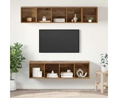 TV staliukas TV spintelių komplektas 4 pcs Senovinis medis Apdirbta mediena