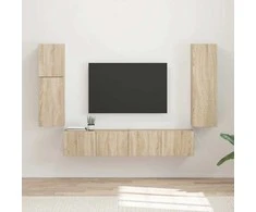 TV staliukas TV spintelių komplektas 4 pcs Sonoma ąžuolas Apdirbta mediena
