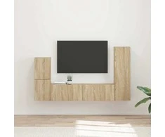 TV staliukas TV spintelių komplektas 4 pcs Sonoma ąžuolas Apdirbta mediena