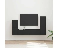 TV staliukas TV spintelių komplektas 4 pcs Juoda Apdirbta mediena