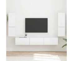 TV staliukas TV spintelių komplektas 4 pcs Aukštai blizganti balta