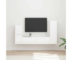 TV staliukas TV spintelių komplektas 4 pcs Aukštai blizganti balta