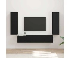 TV staliukas TV spintelių komplektas 4 pcs Juoda Apdirbta mediena