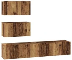 TV staliukas TV spintelių komplektas 4 pcs Sendintos medienos