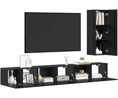 TV staliukas TV spintelių komplektas 4 pcs Juodas ąžuolas Apdirbta mediena