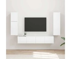 TV staliukas TV spintelių komplektas 4 pcs Aukštai blizganti balta